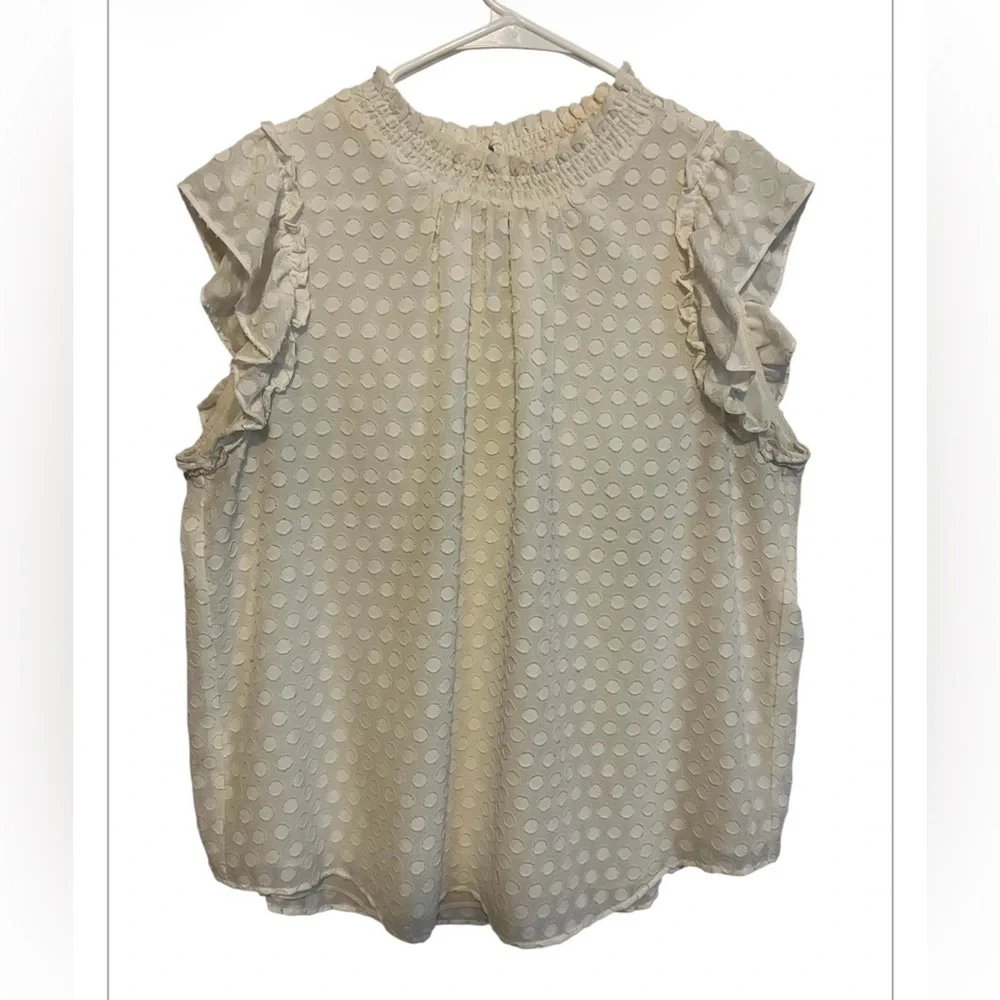 LOFT SWISS DOT RUFFLE SLEEVE TOP - Picture 7 of 13